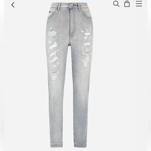 Dolce & Gabbana Blue Skinny Jeans with Distressed Details